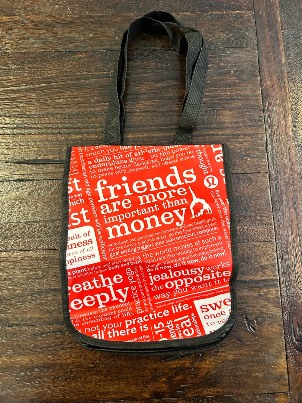Lululemon Reusable Statement Tote Bag with White Typography - Picture 1 of 4